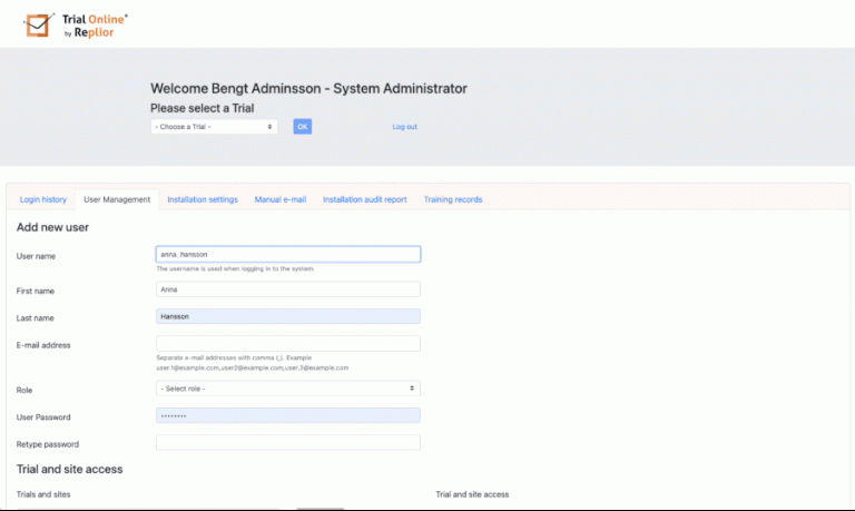 Replior TrialOnline EDC Replior TrialOnline EDC