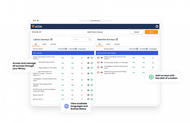 Veeva eCOA screen Veeva eCOA screen